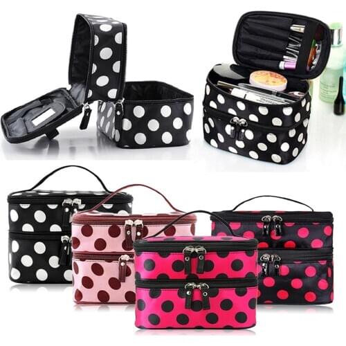 Makeup Bag Double-Deck Zipper Cosmetic Bag Convenient Travel Makeup Organizer Toiletry Bags Waterproof Makeup Pouch Beauty tool