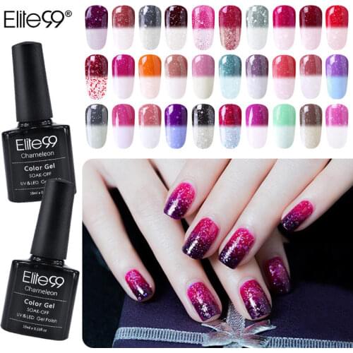 Elite99 Snowy Temperature Changable Gel Nail Polish Thermal Glitter Soak Off UV Gel Snowflake Color Change Nail Art Gel Manicure