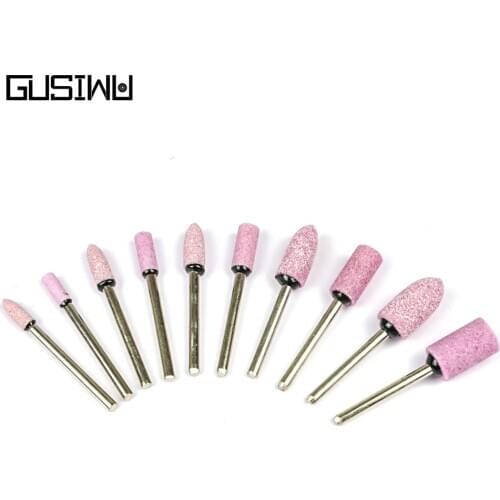 GUSIWU 10pcs/set abrasive mounted stone grinding wheel head dremel accessories rotary tool kit for wood metal polishing