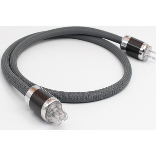 Hi end OFC Silver Plated HIFI US AC Audio Power Cable ,Carbon fiber Rhodium Plated Power Plug AC Cable Line