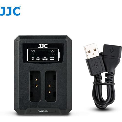 JJC USB Dual Battery Travel Charger for Canon NB-13L NB13L Batteries on Camera PowerShot G1X III G5X G7X G9X Replaces CB-2LH