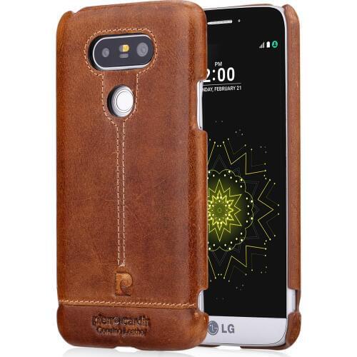 Pierre Cardin Premium Genuine Cow Leather with New Slim Design Snap On Hard Back Cover For Coque LG G5 G6 Leather Case Capinha