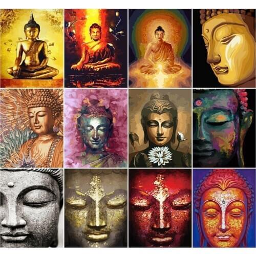 AZQSD Painting By Number Canvas Kits DIY Buddha Home Decoration 40x50cm Coloring By Numbers Religion Handpainted Gift