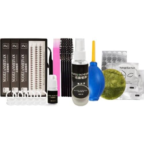 False Eyelashes Extension Practice Exercise Kit Grafting Eyelash Tool Kits Graft Eyelashes Pads Curl Glue Ring Tweezer Tools Set