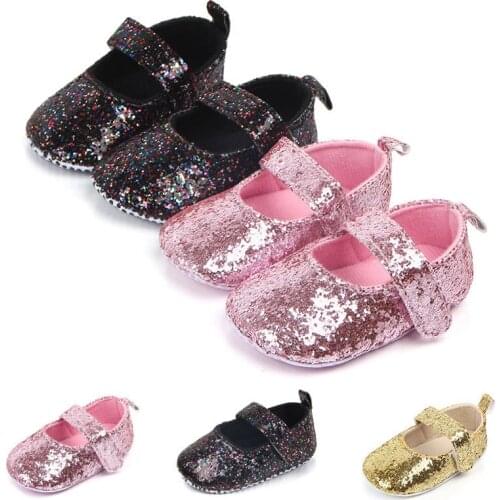 Baby Girls Bling First Walker Princess Shoes Newborn Girl Soft Soled Sequin Crib Footwear Infant Fashion Casual Shoes NBB0128