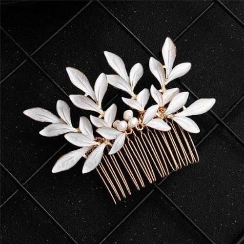 OKILY 2021 Trendy Beautiful Head Jewelry Alloy Material Leaf Hair Combs for Women Girl Bridesmaid Party Banquet Accessories
