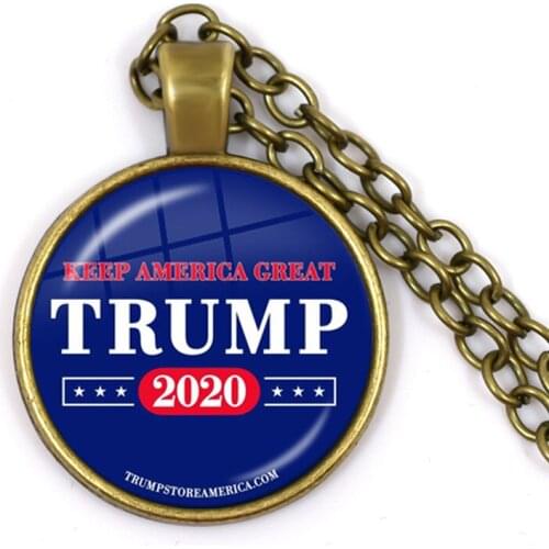 Keep America Great 2020 USA Trump Collection Glass Cabochon Pendant Antique Bronze Necklace Jewelry For Women Men Support Trump