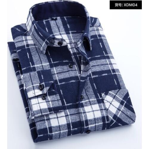 New style Mens Casual Plaid Shirt s Pocket Long Sleeve Slim Fit Comfortable Brushed Flannel Shirt Leisure Styles Tops Shirt