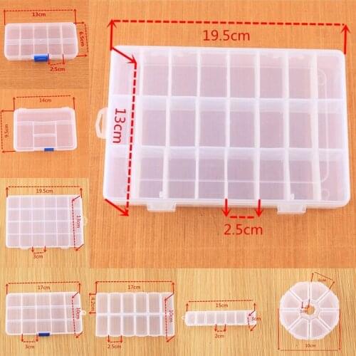 8 Styles Compartments Transparent Plastic Storage Box Organizer Jewelry Bead Case Cover Container Storage Box for Jewelry Pill