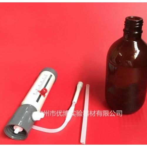 Dispensette Sleeve type adjustable quantitative feeder bottle mouth separator 025ml with 1000ml brown bottle