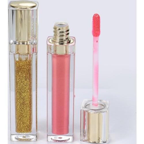 Multi-color Optional Glass Square Tube Lip Gloss Nonstick Cup Long Lasting Cosmetics Private Label Wholesale