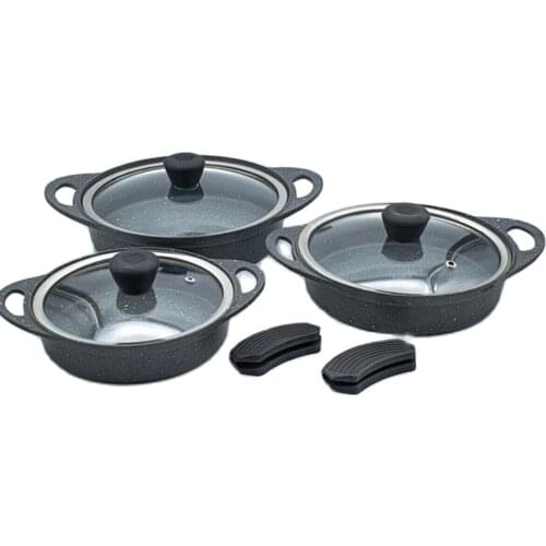 Cast Granite Luxury Pan Set of 3 pcs Pans Black Granite Coating Frying Pans Marble Pot Induction Cooker сковорода non stick pan