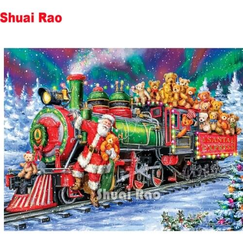 Christmas cartoon bear train diy full drill diamond painting Full square Drill embroidery cross stitch mosaic diamond set gift