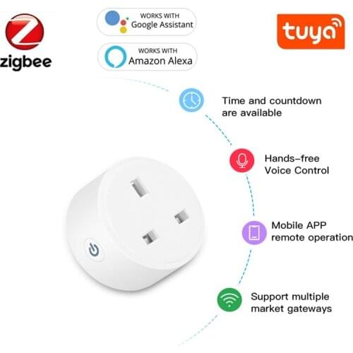 ZigBee Smart Plug UK 15A Adapter 110-250V For Alexa Voice Control Outlet Works With Tuya ZigBee SmartThings ZigBee Hub