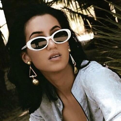 Kurt Cobai Style Oval UV400 Sunglasses Women Vintage Retro Round Frame White Mens Sun Glasses Red Hip Hop Clear Glasses