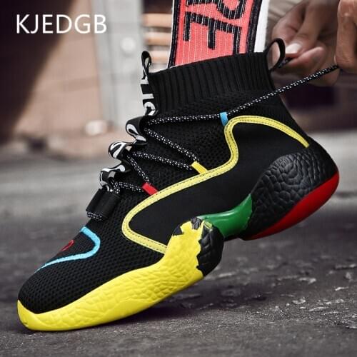 KJEDGB Ultralight High-top Men Sneakers Breathable Mesh Shoes Fashion Comfortable Men Casual Shoes Big Size 39-48