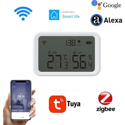 Tuya Zigbee Wifi Temperature And Humidity Sensor Indoor Hygrometer Thermometer With LCD Screen Support Alexa Google Assistant