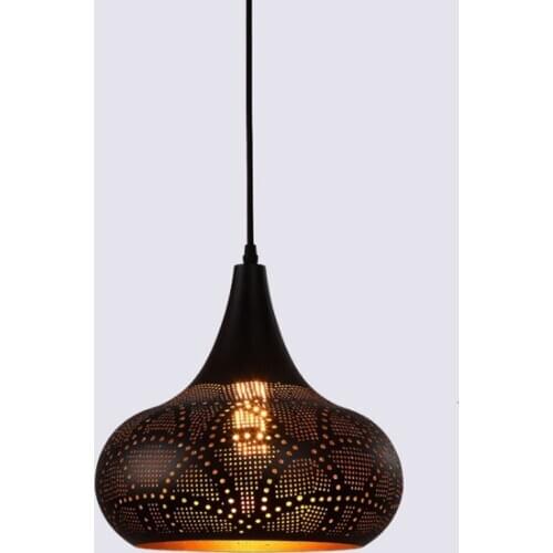 Vintage Retro D30cm MoroccanEtching Black Metal Pendant Lamp Carved Lighting Fixture For Dinning Room Kitchen Bars Restaurant