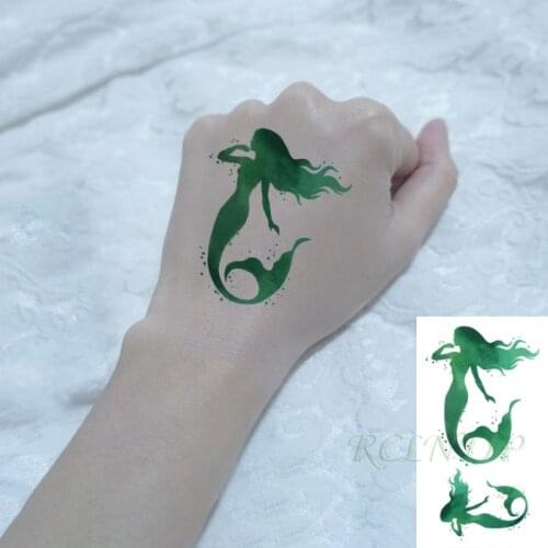 Waterproof Temporary Tattoo Sticker Mermaid Fish Tail Small Sexy Girl Art Stickers Flash Tatoo Fake Tatto for Women Girl Kids