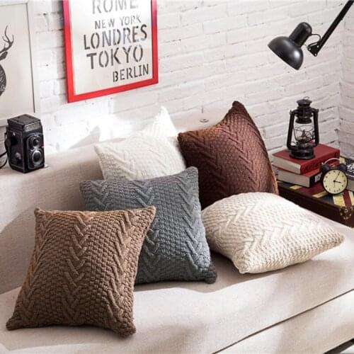 Knitted Cushion Cover Retro 45cm*45cm Pillowcase Nordic Coffee Ivory Off-white Pillowcase Fashion 5 Colors To Choose From