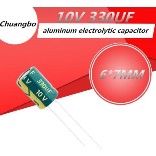20pcs 330UF 10V 6*7 Low ESR/Impedance high frequency aluminum electrolytic capacitor size 6*7MM 10V 330UF 20