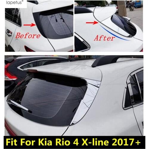 Lapetus Tailgate Rear Door Window Stripes Sequins Exterior Decoration Cover Trim Fit For Kia Rio 4 X-line 2017-2020 Chrome ABS