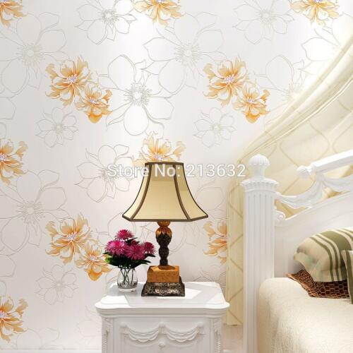 ZXqz 28 The television background wall _ three-dimensional non-woven wallpaper warm pastoral pink flower bedroom living room