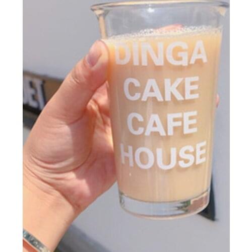 1Pcs New 350mL Cartoon Cat Pattern Coffee Glass Cup Creative Black/White Word Letters Milk Juice Water Glass Mug Gift for Friend