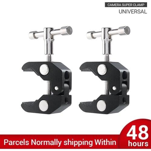 2 PACK Aluminum Alloy Super Crab Clamp for DSLR Rig LCD Monitor Studio LED Light Flash Tripod Magic Arm Camera