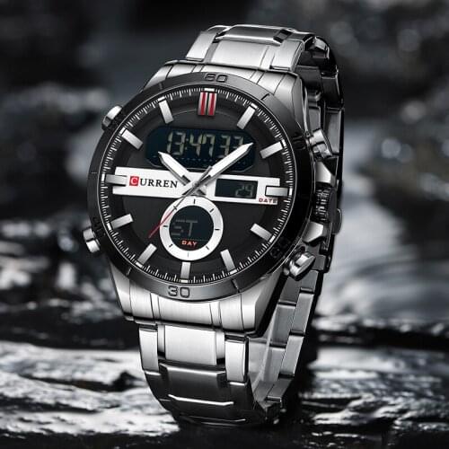 2021 CURREN Fashion Sport Mens Digital Watches Waterproof Chronograph Luminous Wristwatch LED Male Wrist Watch Gift For Men