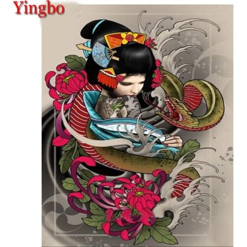 5D DIY Diamond Painting japanese women mosaic Full Diamond Embroidery Handcraft Kit Christmas Decoration For Home dragon