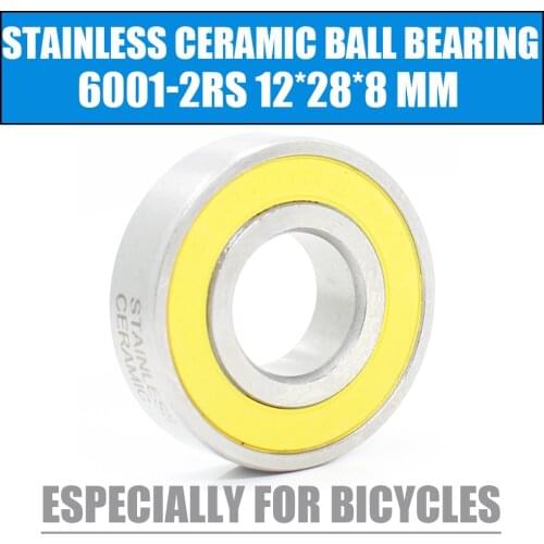 6001-2RS Stainless Bearing 12*28*8 mm 1PC ABEC-3 6001 RS Bicycle Hub Front Rear Hubs Wheel 12 28 8 Ceramic Balls Bearings