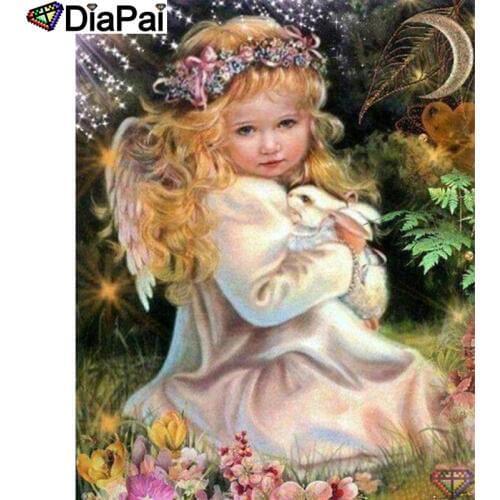 DIAPAI 5D DIY Diamond Painting 100% Full Square/Round Drill "Angel rabbit" Diamond Embroidery Cross Stitch 3D Decor A22339