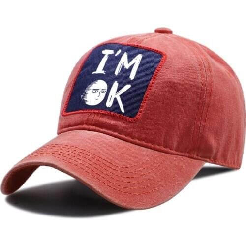 I'm OK One Punch Man Anime Baseball Caps Outdoor Hip Hop Tactical Hat Sport Unisex Riding Hats Cotton Breathable Baseball Cap
