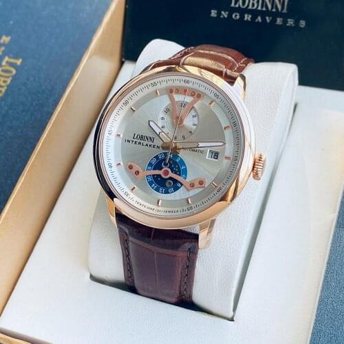 LOBINNI Top Brand Sapphire Glass Automatic Mechanical Wristwatch Luminous Hands Waterproof 50m Stainless Steel Watch for Men