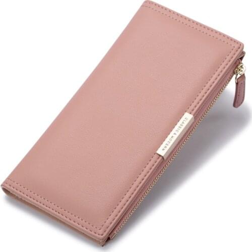 Two Fold Long Wallet For Women Korean Fashion Credit Card Holder With Coin Pocket Clutch Purse Made Of Leather Slim Wallets
