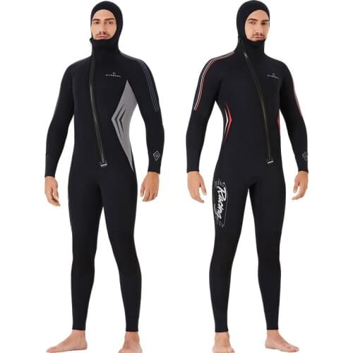 CX6 -5MM wetsuit, one-piece hooded long-sleeved front zipper, plus velvet warm snorkeling surfing suit