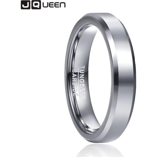 JQueen 4mm 6mm 8mm Polished Steel Color Tungsten Steel Ring Tungsten Steel Ring Mens Engagement Jewelry