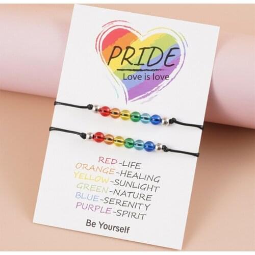 Creative Personality Colorful Acrylic Beads Woven Same Sex Couple Adjustable Bracelet for Women Men Friendship Gifts