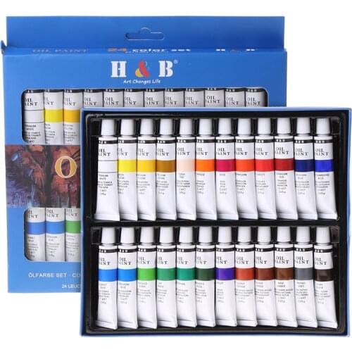 12 Colors Oil Painting Paint Drawing Pigment 12ml Tubes with Brush Art Supplies G8TA