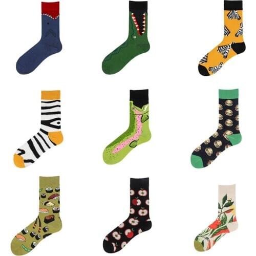 Fashion Creative Harajuku Women Socks Cute Frog Burger Salmon Socks soft breathable casual stretch socks sport Skateboard Socks