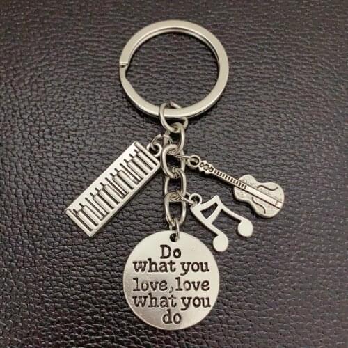 1pcs Piano Teacher Keychains Musical Keyring Pianist Gift Music Note Guitar Charms For Handmade Jewelry Do What You Love