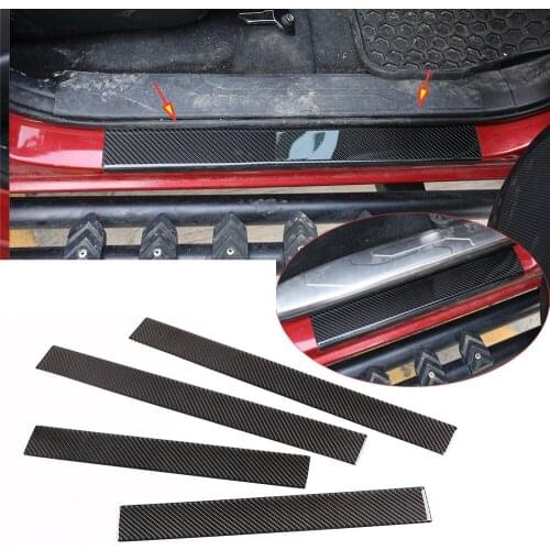 Soft Carbon Fiber Exterior Door Sill Scuff Plate Panel Decorative Trim Cover Fit For Toyota Tacoma 2016-2020 Car Accessories