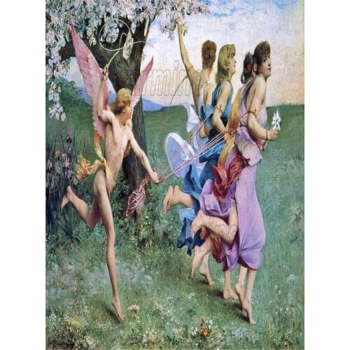 Figure Painting Kit Art Painting You and Me Under The Cherry Tree Home Decoration for Living Room and Bedroom Frameless Style