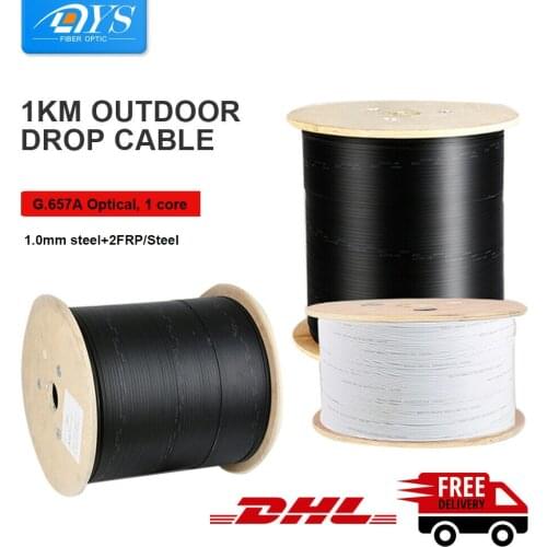1000m/roll 1 Core 3 Steel Wire outdoor G.657A FTTH fiber optic Drop Cable Single Mode LSZH sheath FTTH indoor Optical Cable