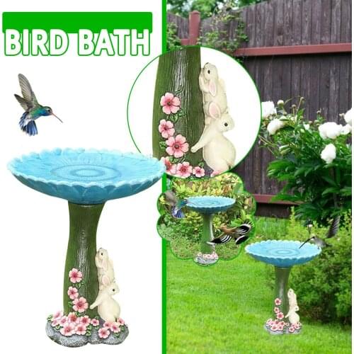 Resin rabbit Birdbath Polyresin Antique Garden Bird Bath For Home Garden Yard Garden Decoration Outdoor Yard Decor Fountains