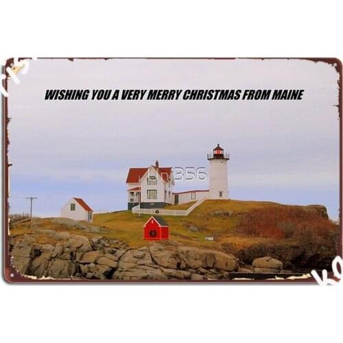 Happy Holidays From Maine Poster Metal Plaque Wall Cave Designing Cave Pub Plaques Tin Sign Posters