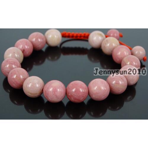 Handmade 10mm Adjustable Natural Rhodochrosite Gems Stone Round Beads Bracelet Healing Reiki 5 Strands/Pack