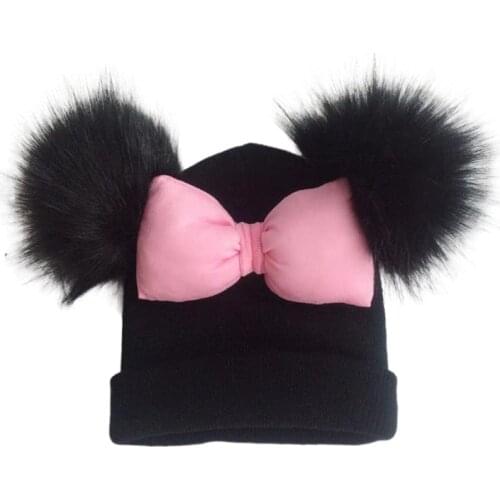 Toddler infant baby cotton colorful big bow tie Butterfly Knot Melamed wool hat cap beanie for girls Kid child photograph props