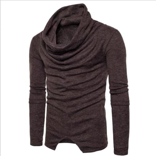 2019 New Autumn Winter MenS Sweater MenS Heap collar Solid Color Casual Sweater Mens Slim Fit Knitted Pullovers